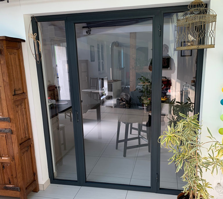 Porte acier avec partie fixe latérale thermolaqué