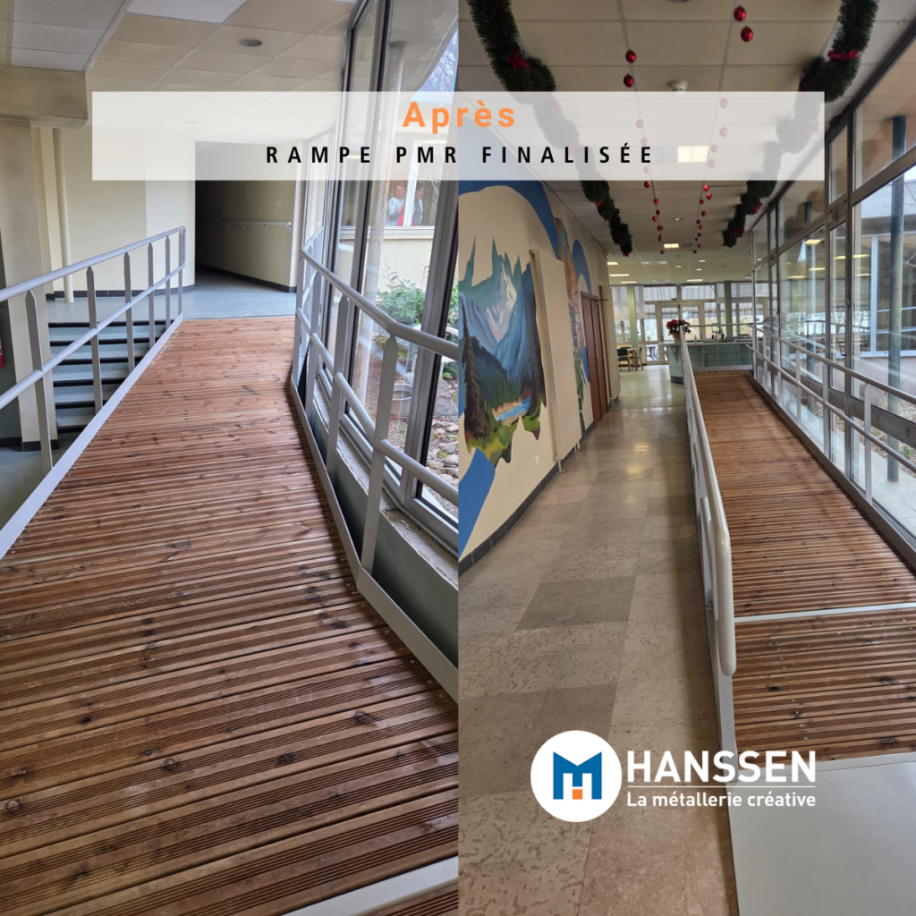 Rampe PMR sur mesure avant/après